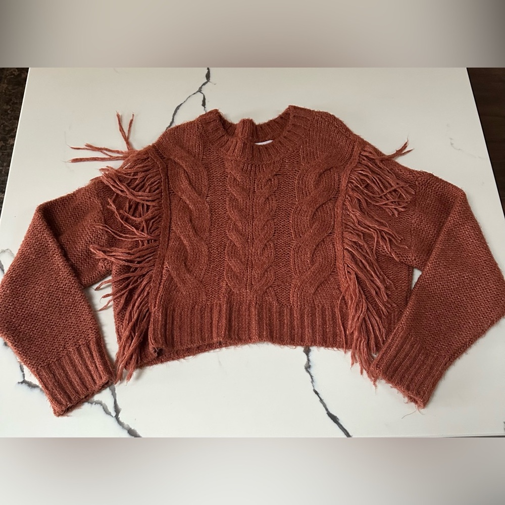 Urban Outfitters Burnt Orange Fringe Sweater